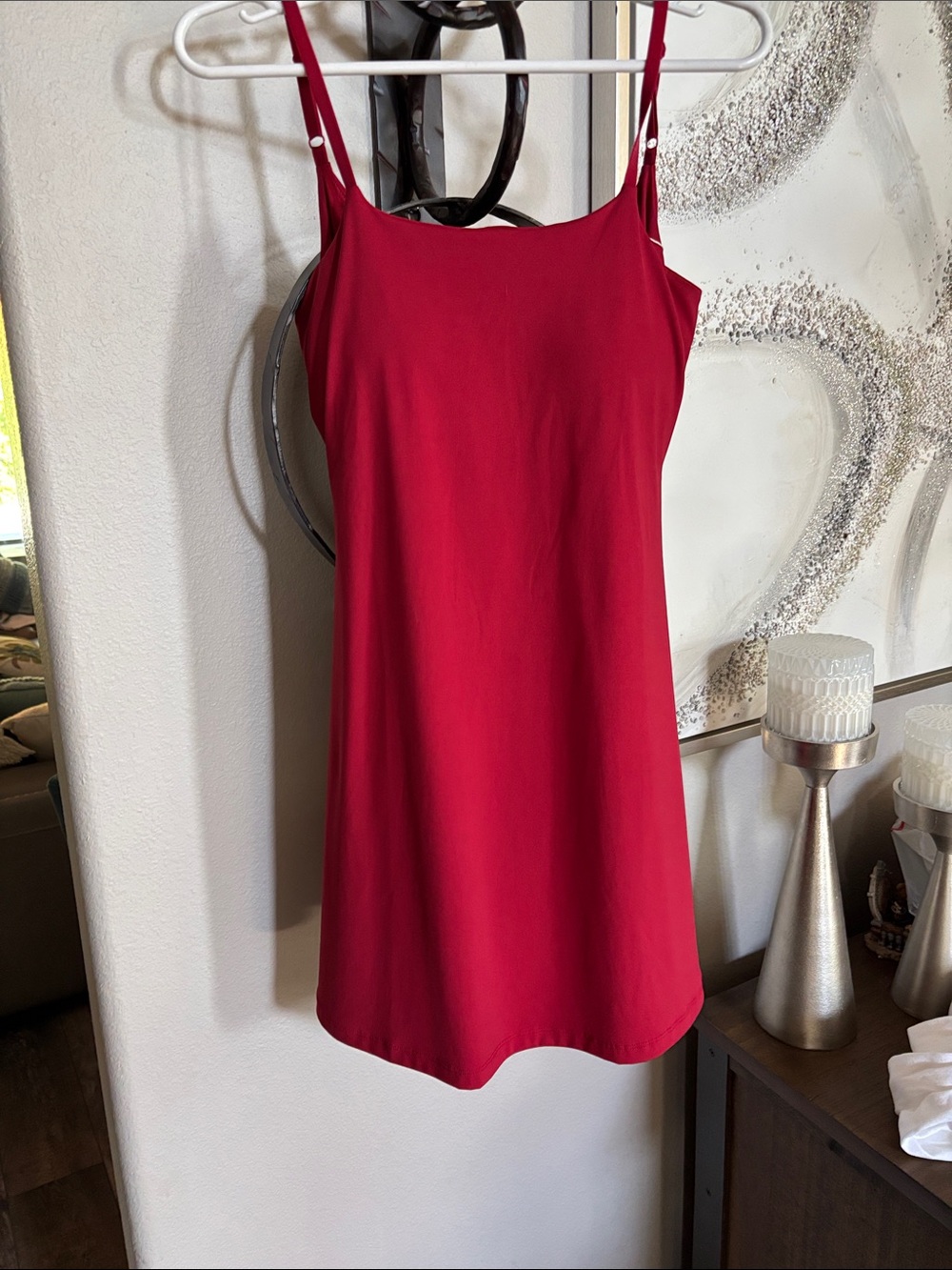 Workout dress Simple Red Spaghetti Strap Dress excersise med - Picture 2 of 4